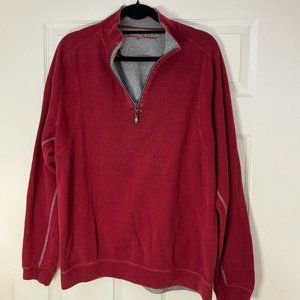 Tommy Bahama Men’s Half Zip Pullover Long Sleeve Reversible Sweater Maroon/ Grey